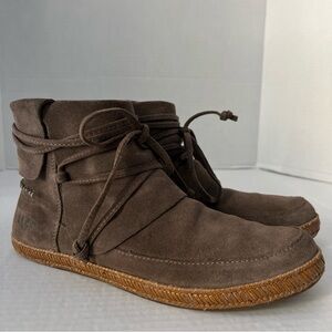 EUC UGG REID CARIBU BROWN ANKLE BOOT SUEDE BOOTIE ZIPPER WOMENS US 8.5 Winter